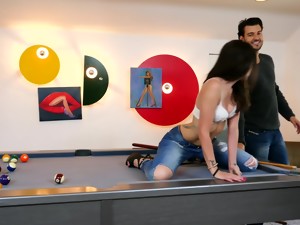 Amazing Sex On The Pool Table With Amateur Brunette Gia Paige