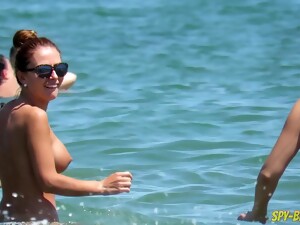 Beach, Big Tits, Brunette, Public, Voyeur