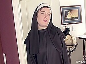 Pretty Nun Plays With Her Hairy Pussy Alone