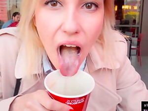 Coffe With CUM - Public Blowjob In Wendis Toilet LIVE