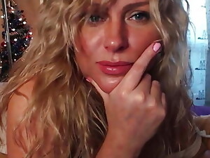 Blonde With Beautiful Curly Hair Shows Herself On Camera