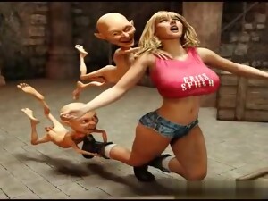 Two Funny Goblins Catch Busty Blonde