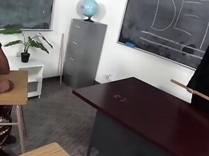 Black Guy Is Fucking A Slutty, Blonde PAWG In Detention And Getting Blowjob From Her