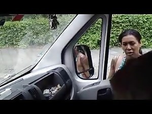 Dude Wank At T-girls On Car