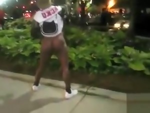 Black Mama Exposes Her Big Tits On The Street
