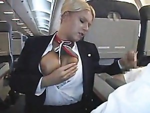Stewardess Makes His Cock Feel Good